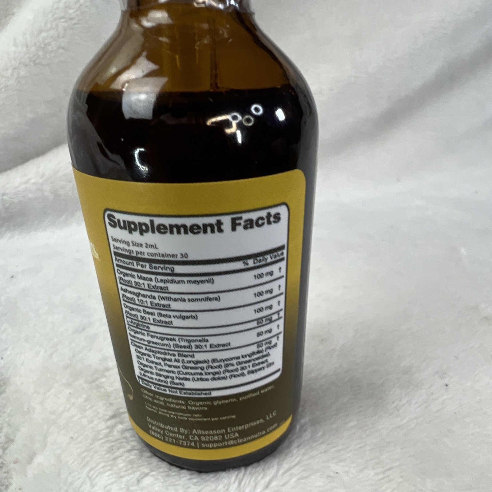 Clean Nutraceuticals ADAPTODRIVE Liquid Drops Maca Ashwagandha 1 oz