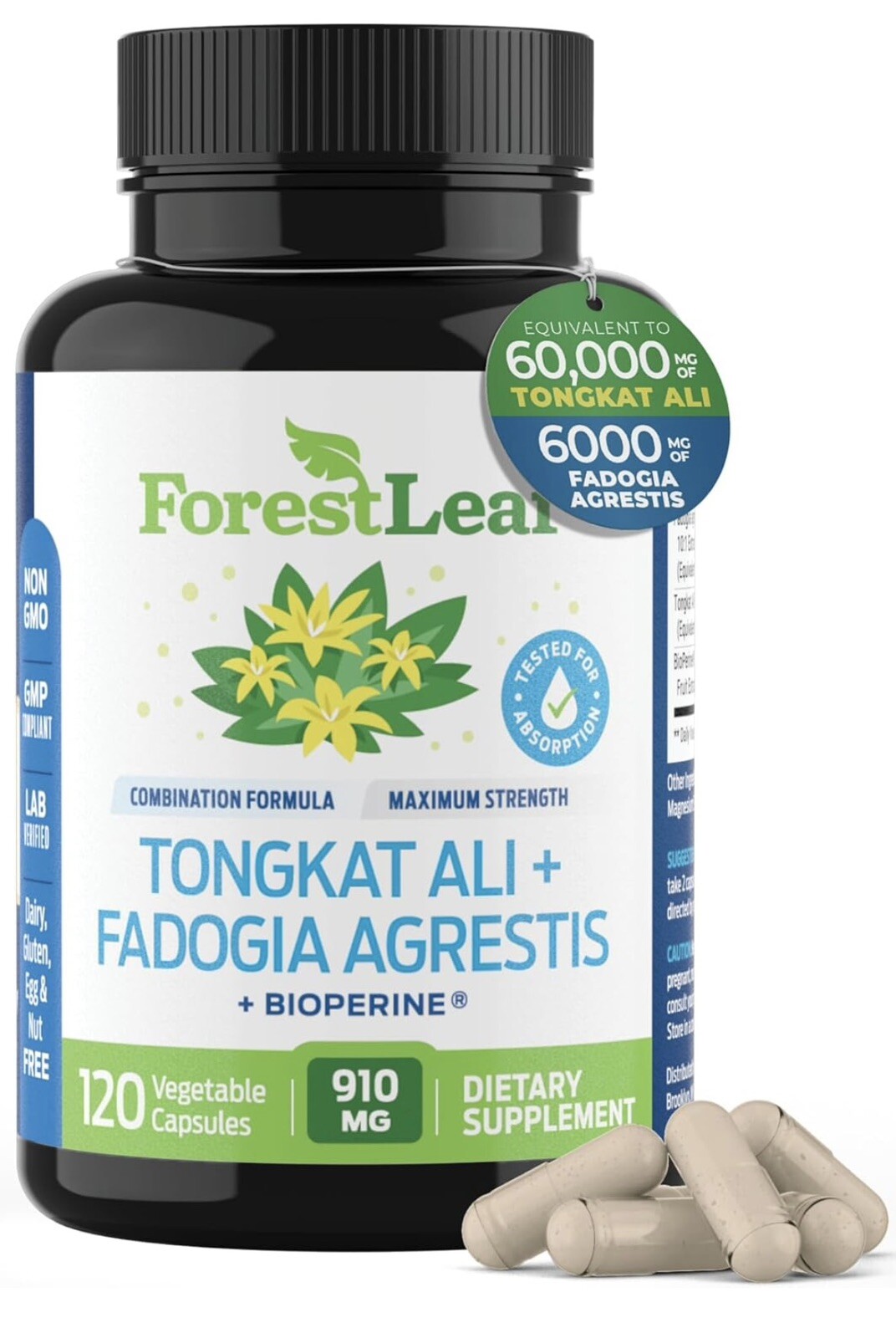 FADOGIA AGRESTIS SUPPLEMENT WITH BIOPERINE- MAXIMUM STRENGTH 200:1 EXTRACT