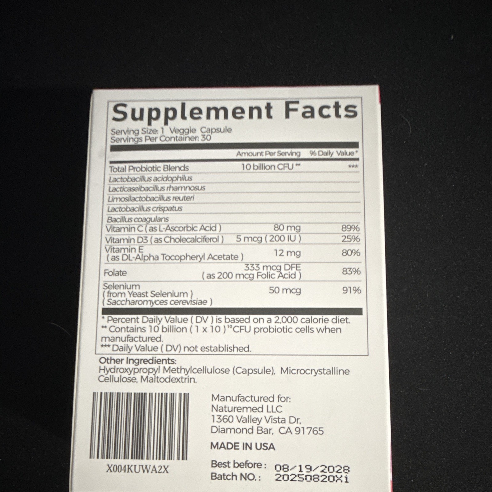 gynable vevoeo Women’s Probiotic UT & Digestive Support 30 Caps GF Exp 8/2028