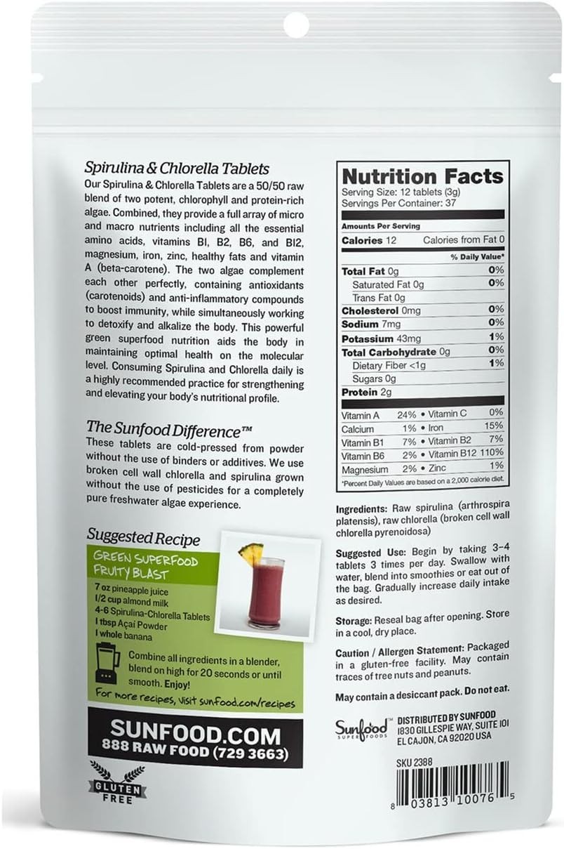 Sunfood Superfoods Pure Spirulina Crunchies. 4oz-113g