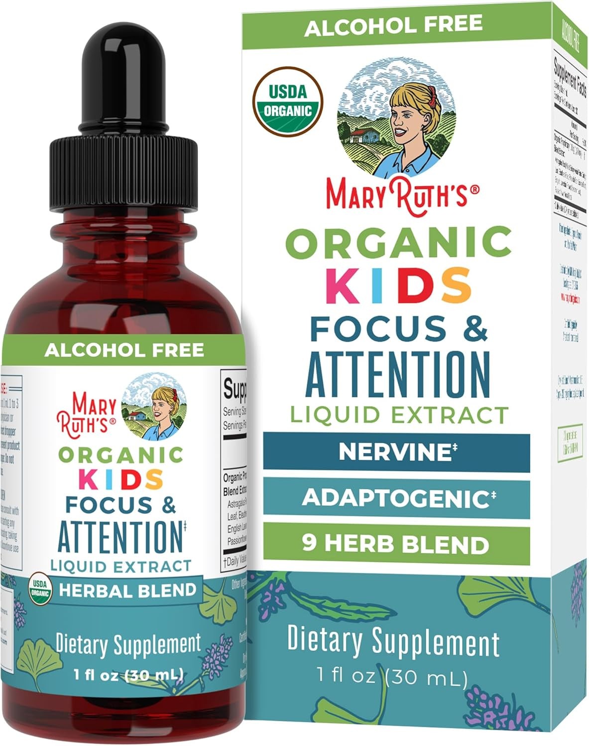 MARYRUTH’S Kids Focus & Attention Drops | USDA Organic Drops 30 Servings