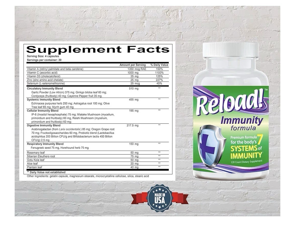 Reload Immunity Formula Antioxidant Support 7 System Of Immunity 120 Cspsules