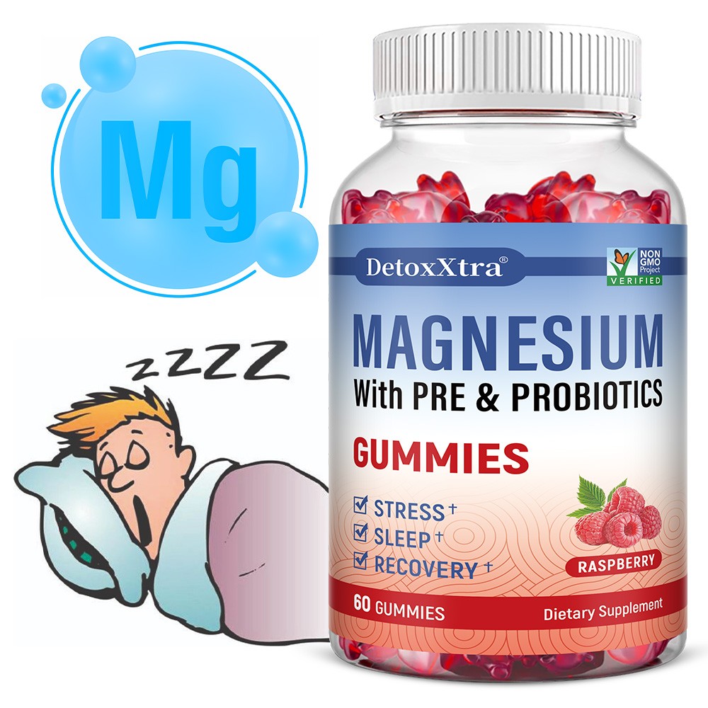 Magnesium Citrate Gummies 400mg – With Pre & Probiotics for Stress Relief 60Pcs
