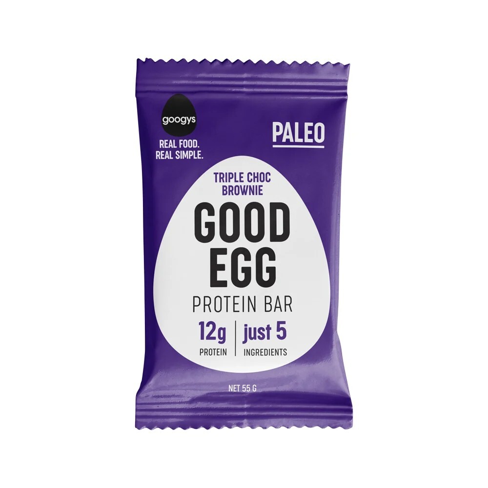 New Googys Good Egg Protein Bar Triple Choc Brownie 55g x 12 Bars