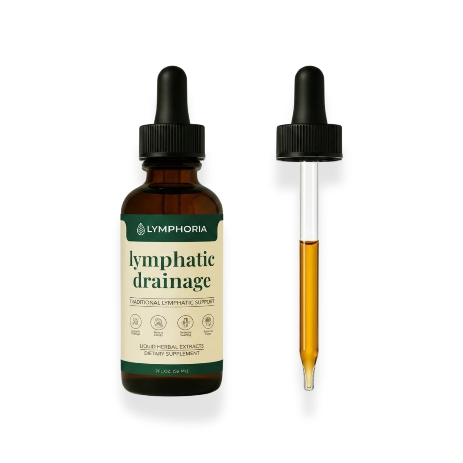 Lymphatic Drainage Drops for Bloat Relief & Detox – Alcohol-Free, Vegan, 2 Fl Oz
