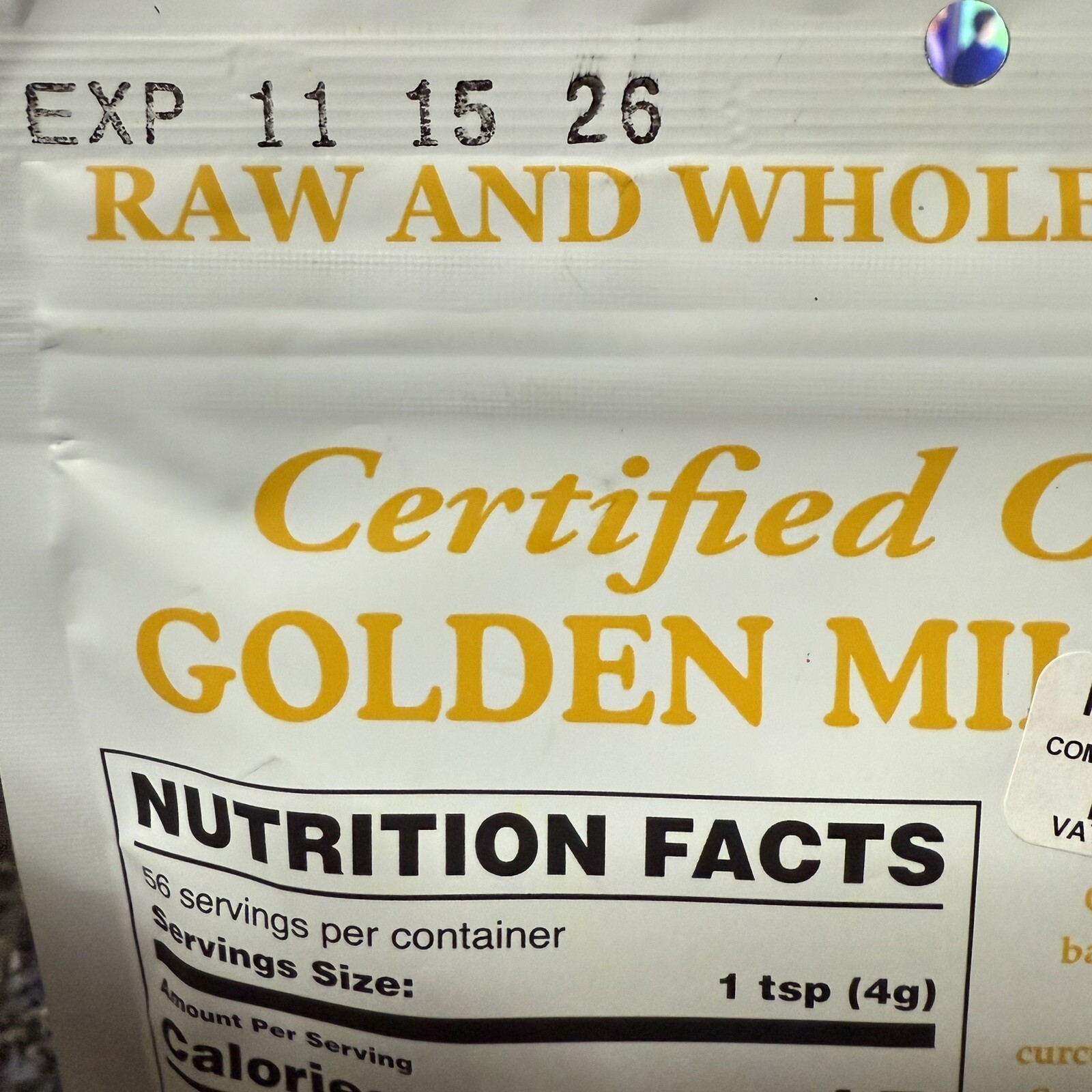 CERTIFIED ORGANIC GOLDEN MILK LATTE