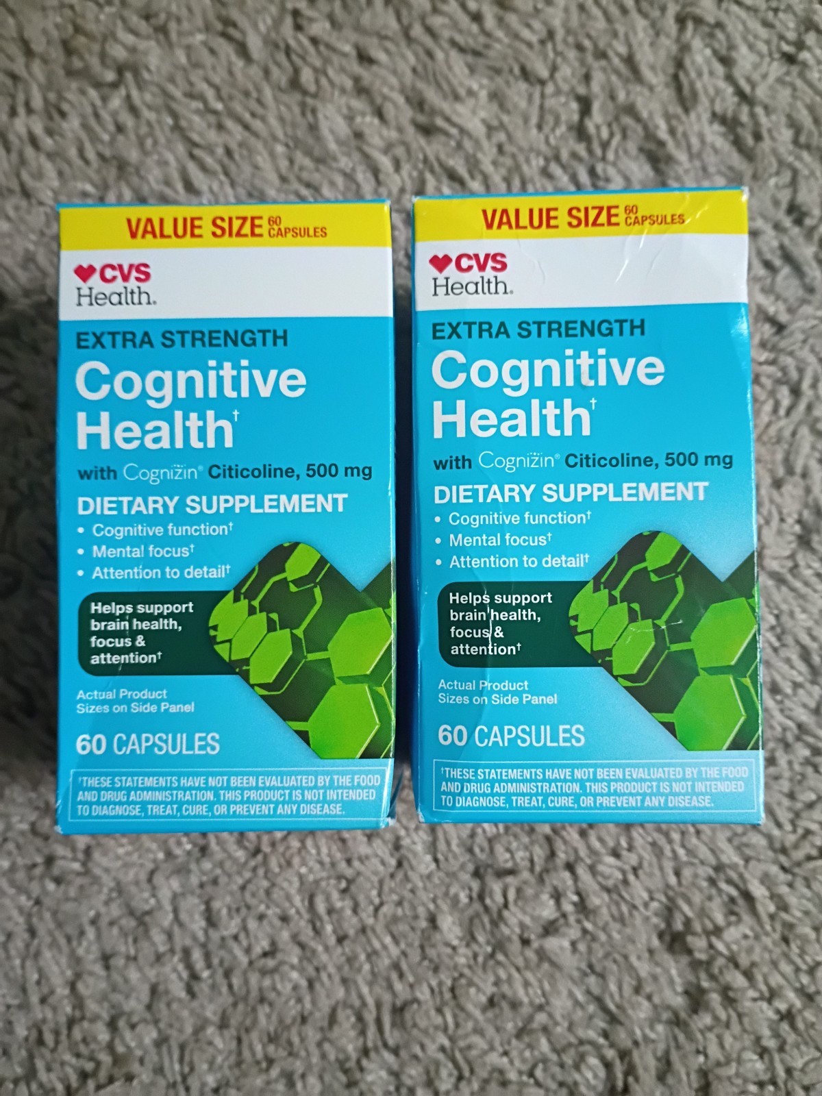 CVS Health Extra Strength Cognitive Health Cognizin Citicoline 60 Caps (2boxes)