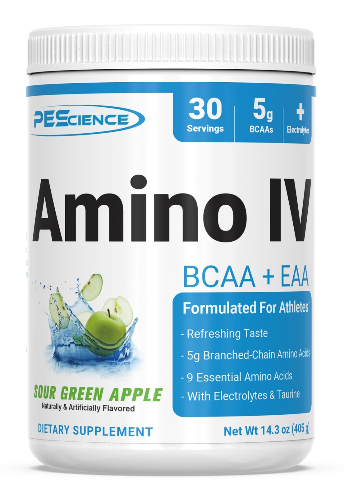 Full Spectrum BCAA EAA Supplement Sour Green Apple 14.3oz Vegan Hydration Rec…