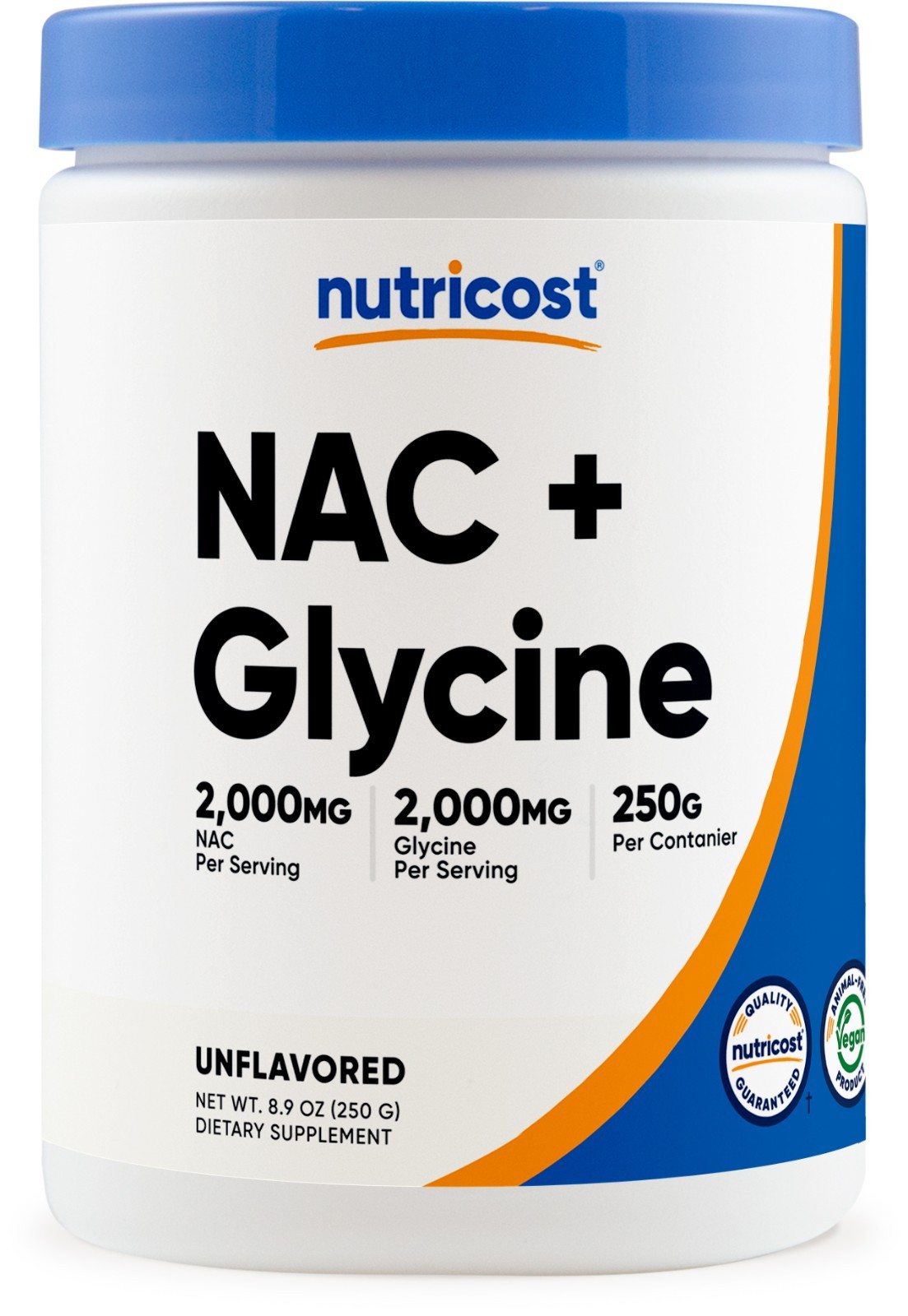 Nutricost NAC + Glycine Powder (250 Grams) Unflavored – Vegan, 62 Servings