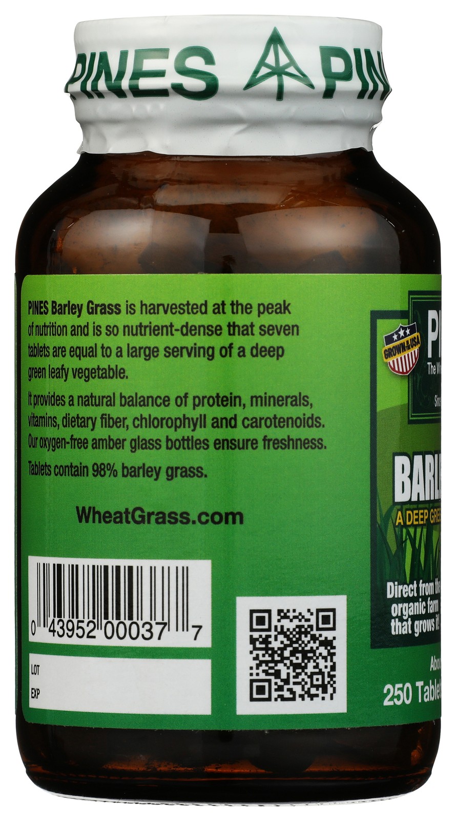 Barley Grass Tablets By Pines 250 Count Organic Supplement 1 Pack