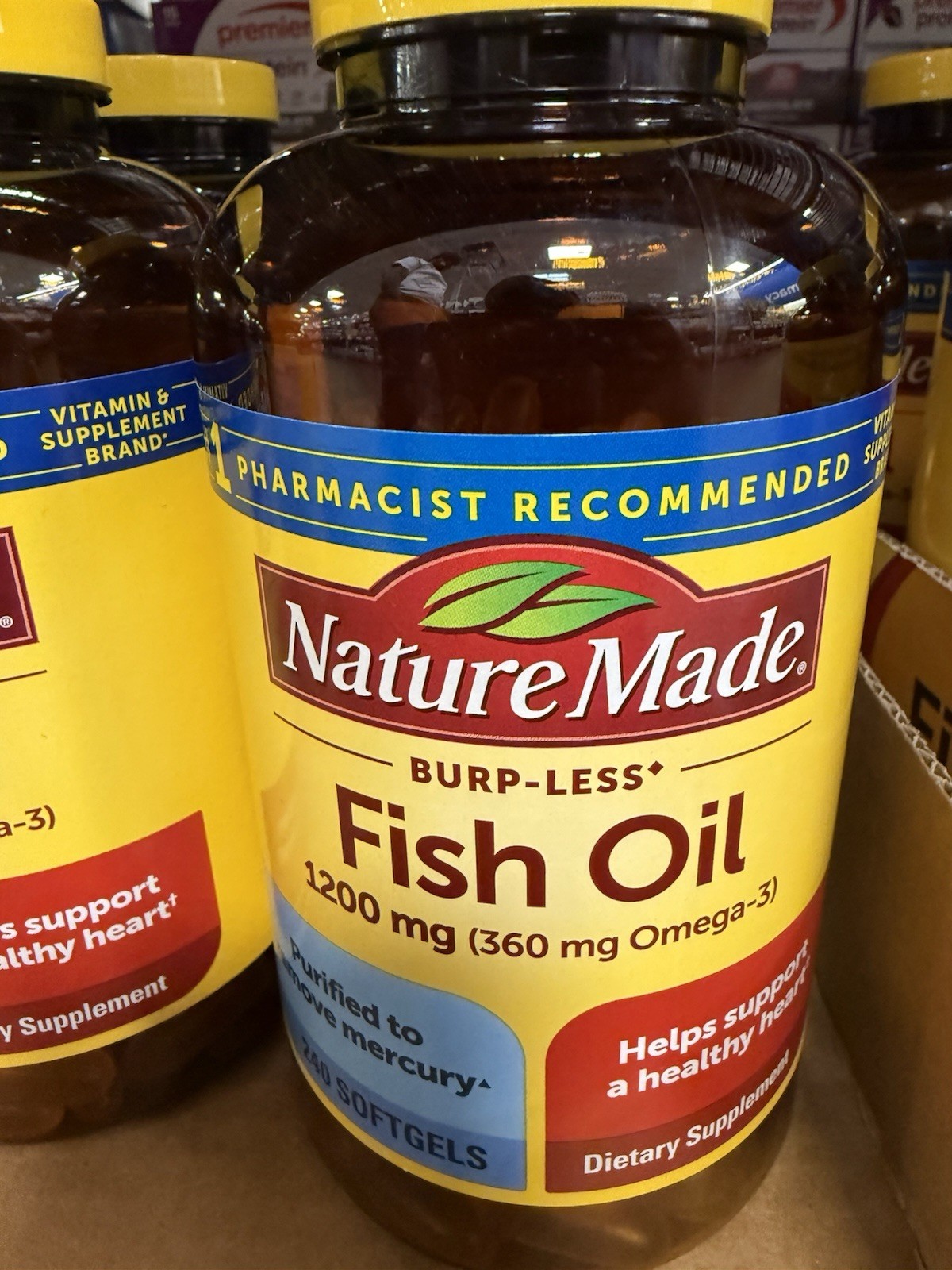 Nature Made Burp-Less Fish Oil 1200mg (360mg Omega-3) 240 Softgels Heart