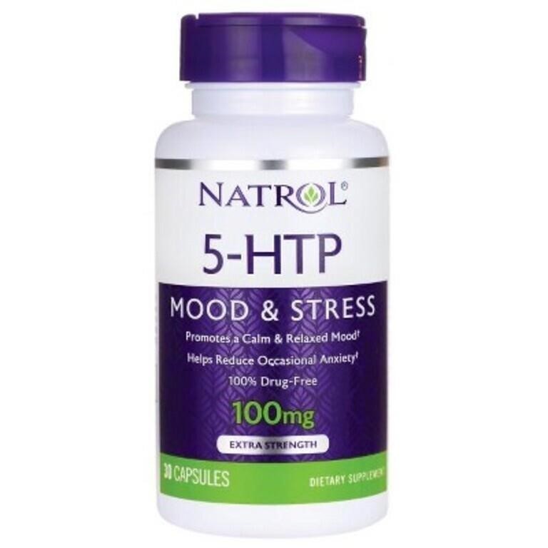 NATROL, 5-HTP, EXTRA STRONG, Mood & Stress, 100 MG, 30 CAPSULES, NEW!