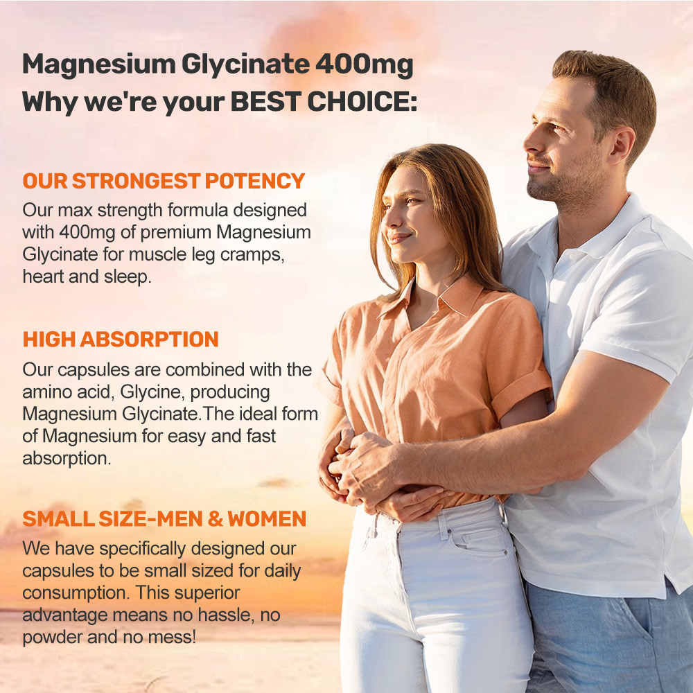 Magnesium Glycinate Capsules 400mg Per Serving – Highest Potency Capsules
