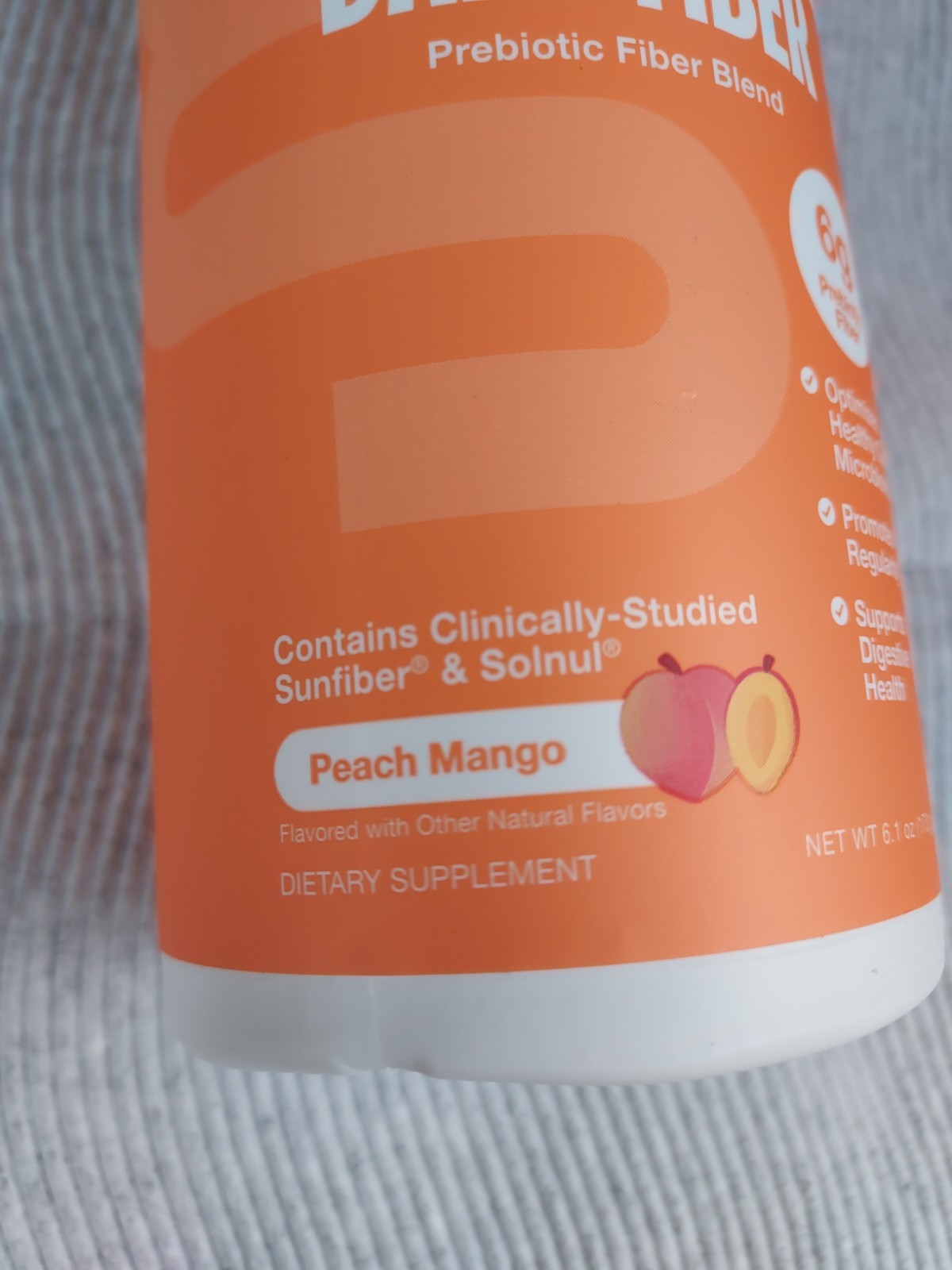 supergut Foundational Daily Fiber Prebiotic Powder Peach Mango 6.1oz Exp 09/2027