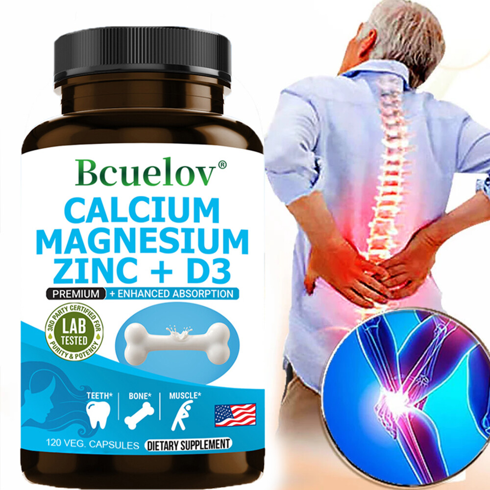 Magnesium, Zinc, Calcium Vitamin D3 Capsules for Bone, Teeth & Muscle Health