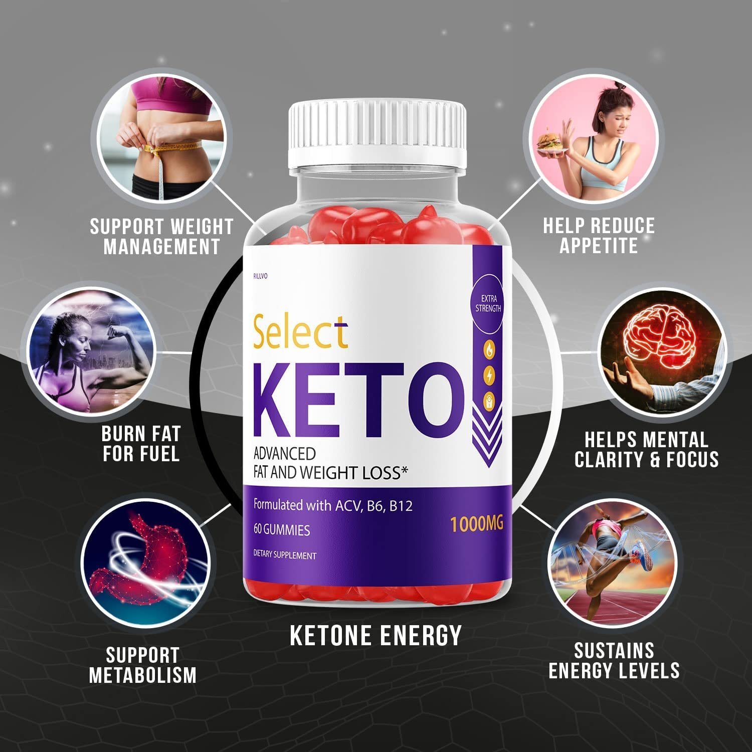 Rillvo Select Keto Gummies Apple Cider Vinegar Select Keto ACV Gummies (60…