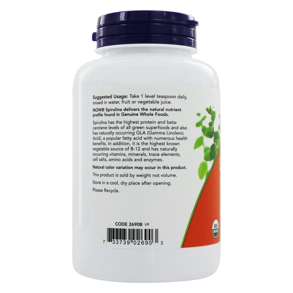 NOW Foods Spirulina Powder 100% Pure and Natural, 4 Ounces