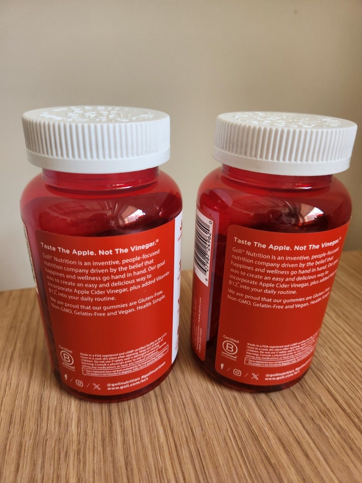 Goli Apple Cider Vinegar Gummies Set Of 2 Containers 60ct Each NIB