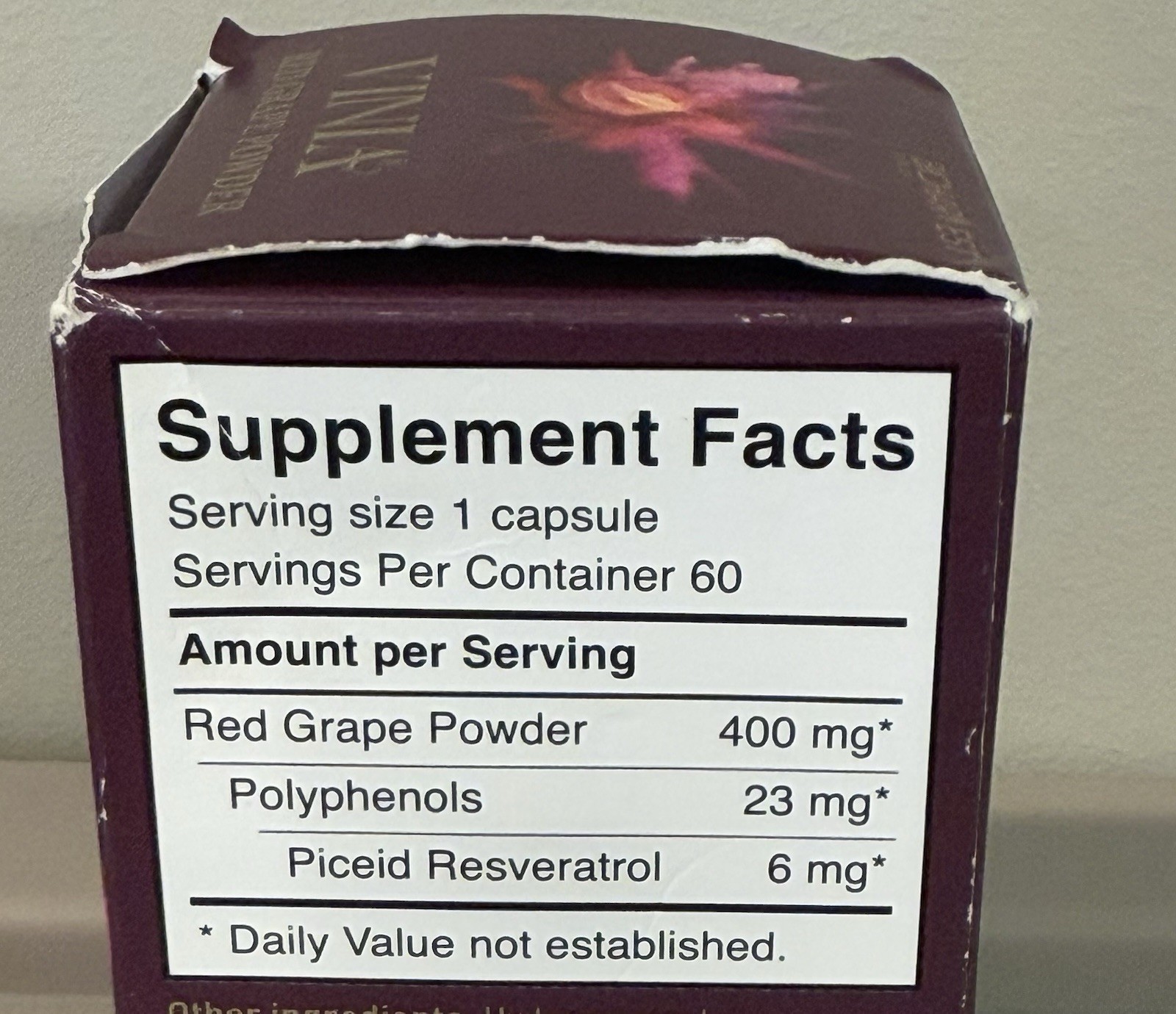 VINIA Blood Flow Capsules Red Grape Powder and Nitric Oxide Supplement 60 Caps