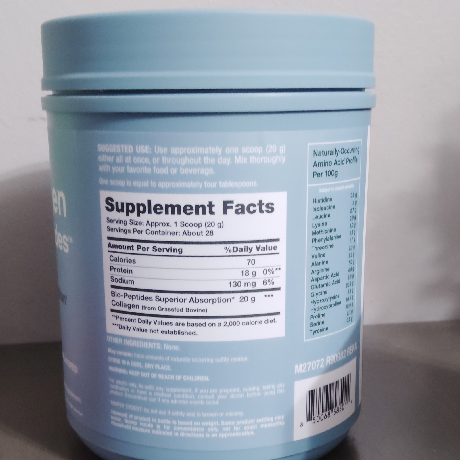 NeoCell Collagen Bio-Peptides Powder Grass Fed Unflavored 20 oz 567 g