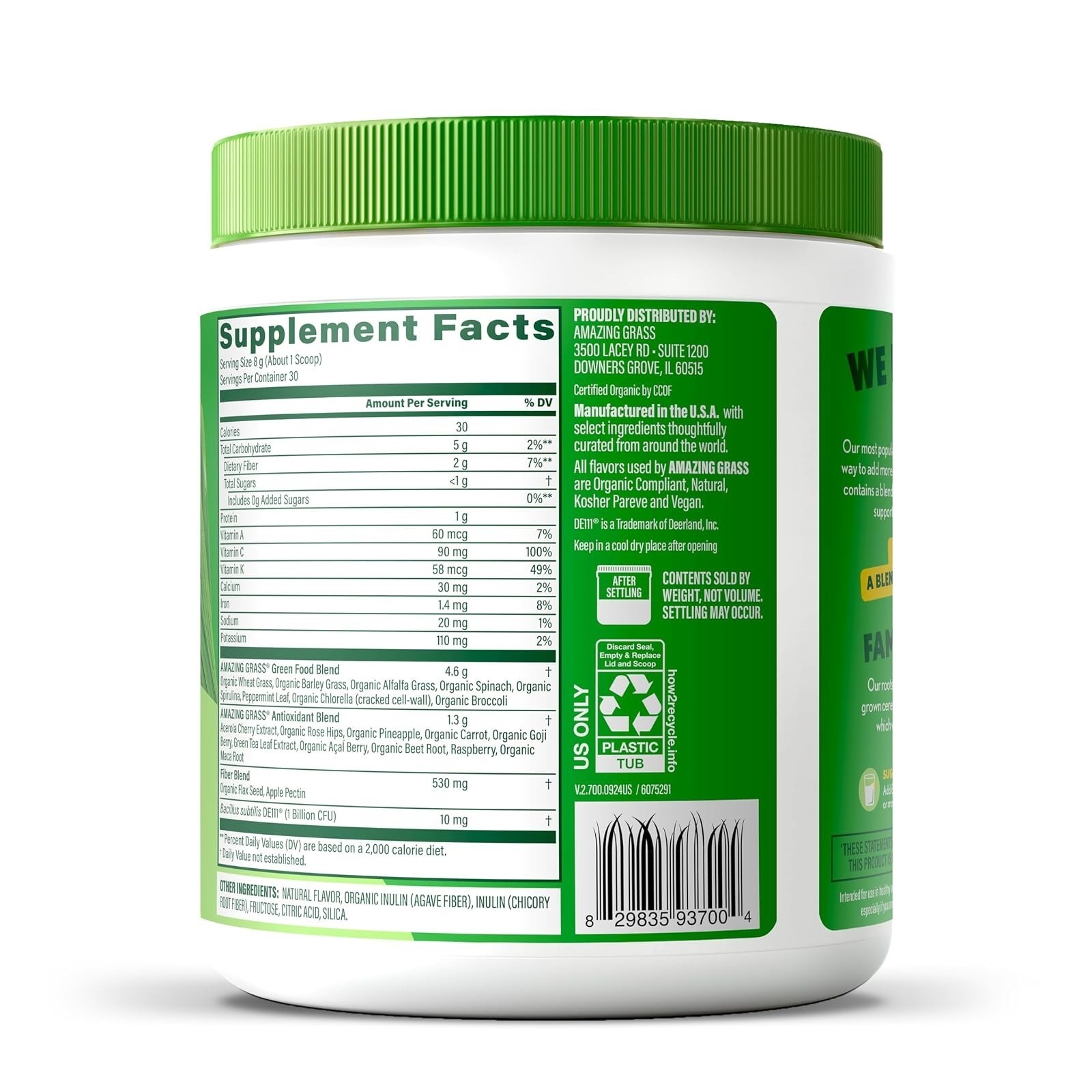 Amazing Grass Super Greens Powder – Organic Berry Flavor – 30 Servings