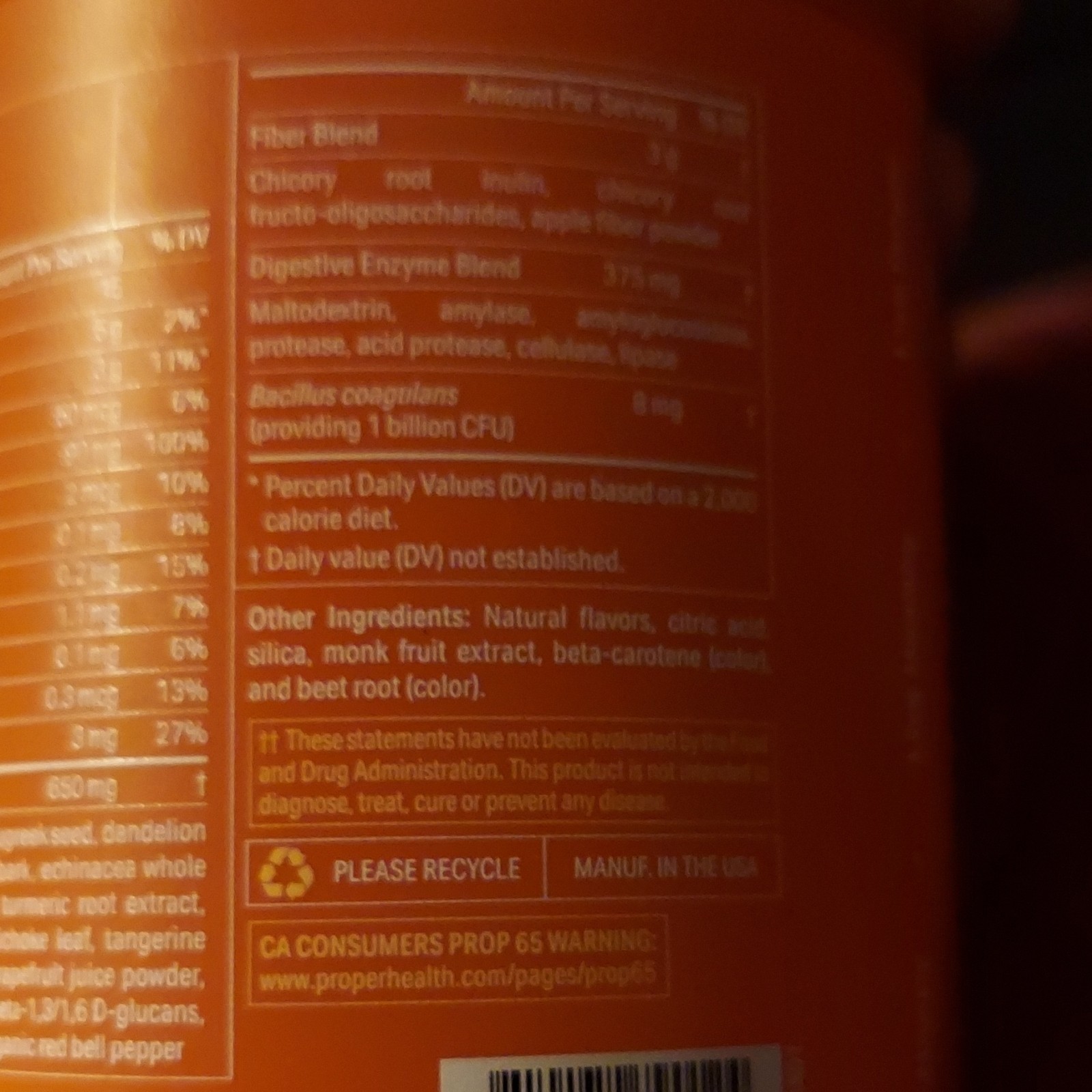Proper Immune Support Superfood Powder Orange Tangerine 6.67oz