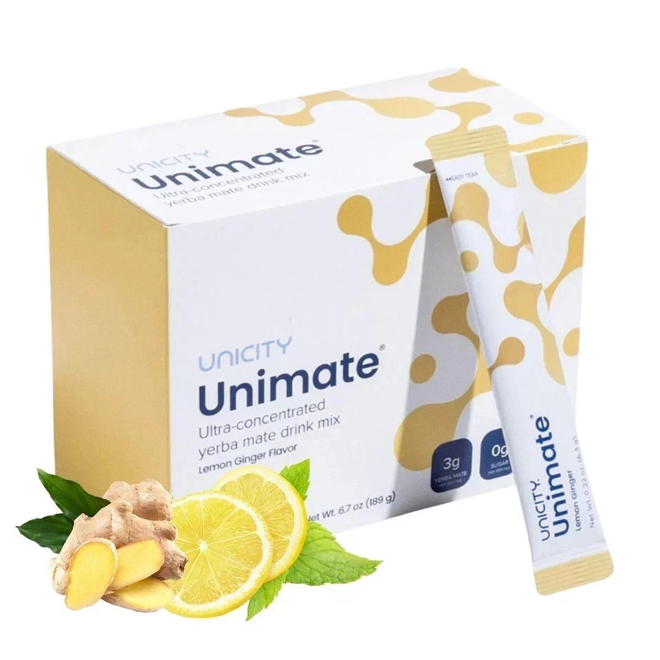 Unicity Unimate Yerba Mate Supplement LEMON Ginger ~ Exp 2027