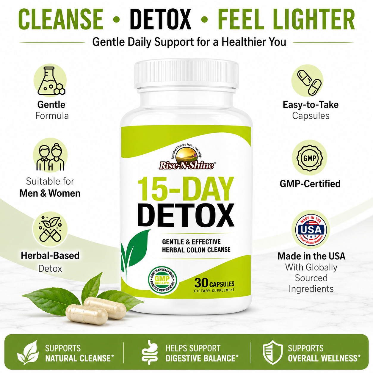 3 Pack Herbal Digestive Support Capsules 15 Day Supply Dietary Supplement 30Ct