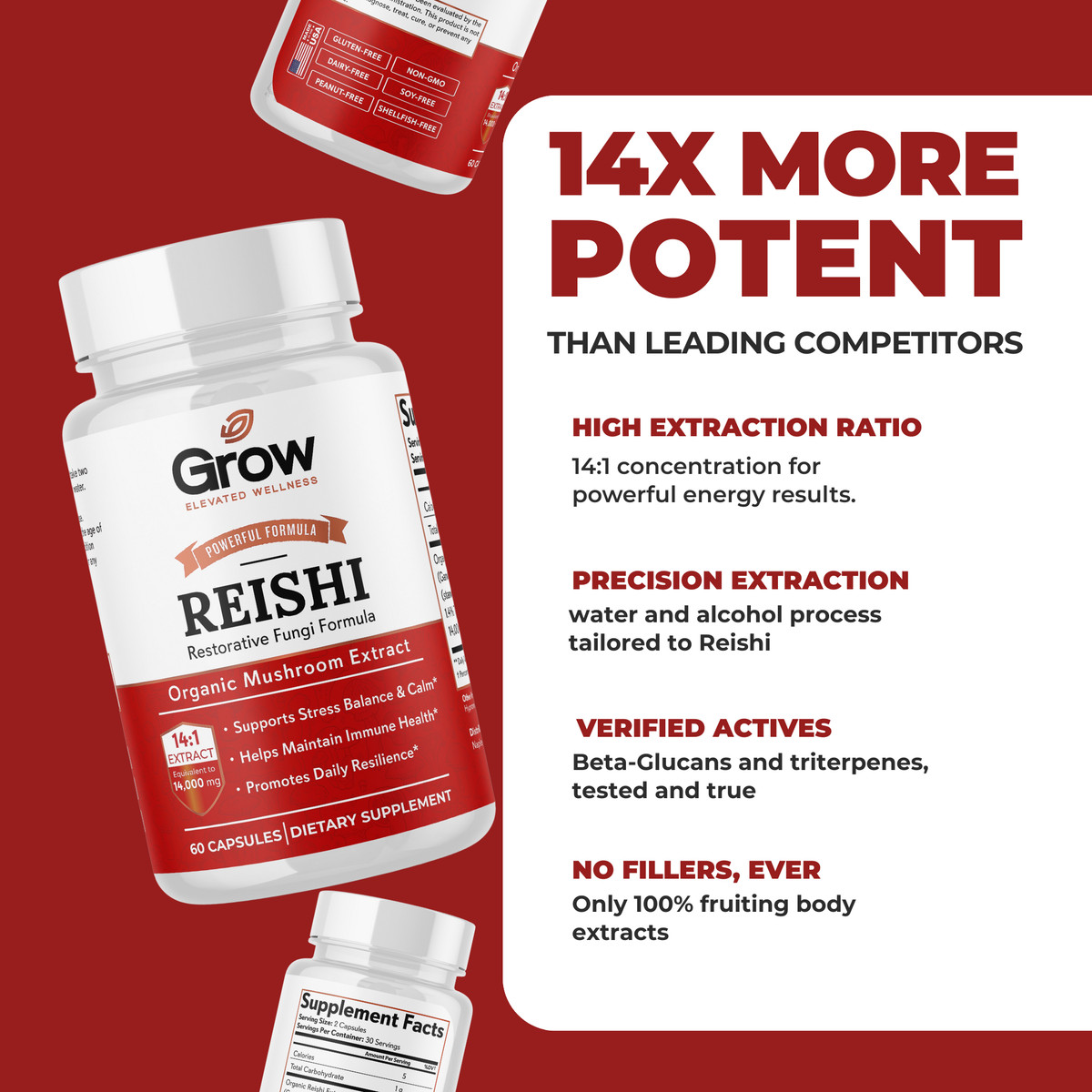 Reishi Mushroom Supplement 14,000mg – Ayurveda Nootropic Red Reishi Supplement