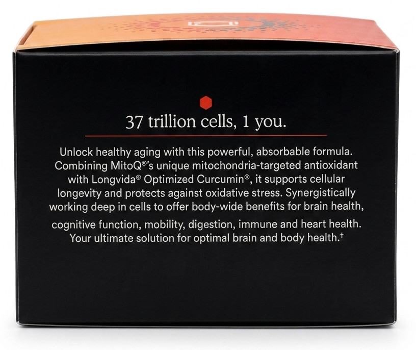 MitoQ + Curcumin 180 Capsules Cellular Dietary Supplement Exp 04 / 2027