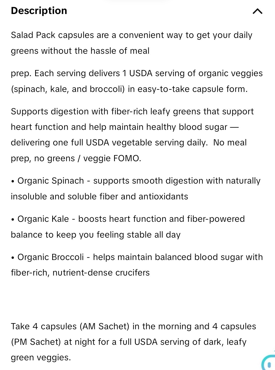 Stateside Growers Salad Pack Capsules for Digestive Health AM/PM Organic 30ct