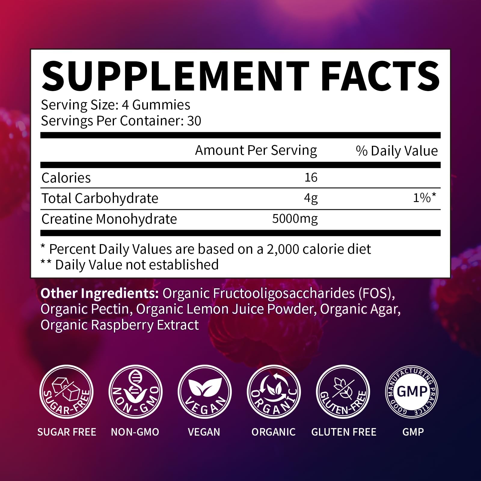 Creatine Monohydrate Gummies 5000mg for Men & Women, 120 Count (Pack of 1)