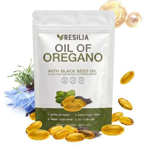 Resilia Oil of Oregano 6000mg with Black Seed Oil Softgels – 60 Capsules