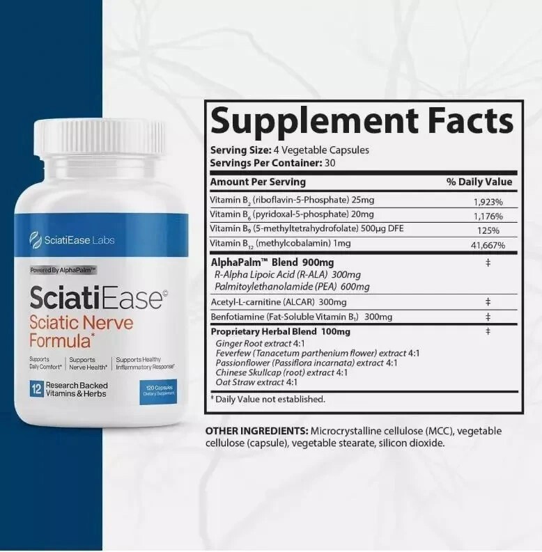 1-3 PACKAGE SciatiEase Labs Sciati Ease Sciatic Nerve Formula 120 Capsules FAST