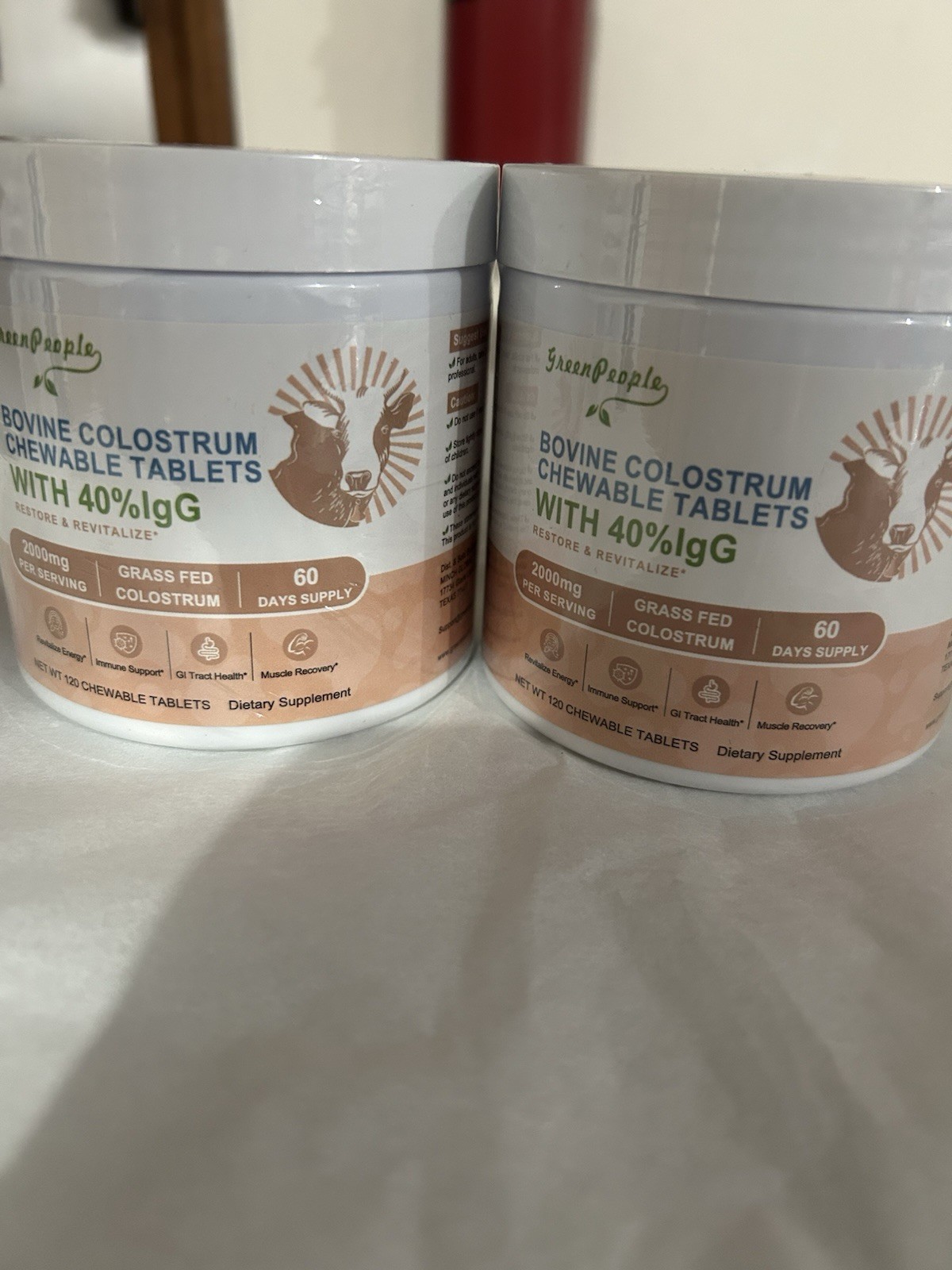 Green People: Bovine Colostrum Tablets Chewable- 120 ct TWO JARS! EXP 4/26