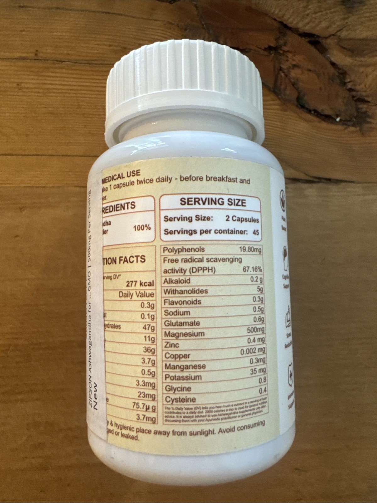 ZIPSON Ashwagandha for Men & Women | 90 Capsules | Exp 9/27
