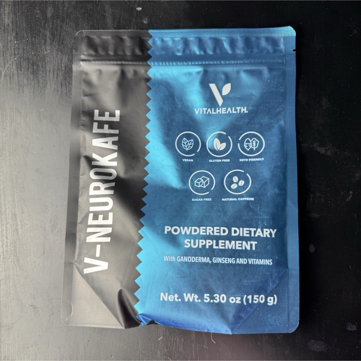 VitalHealth V-NeuroKafe Vegan Sugar-Free Gluten-Free Black Coffee Powder 5.30oz