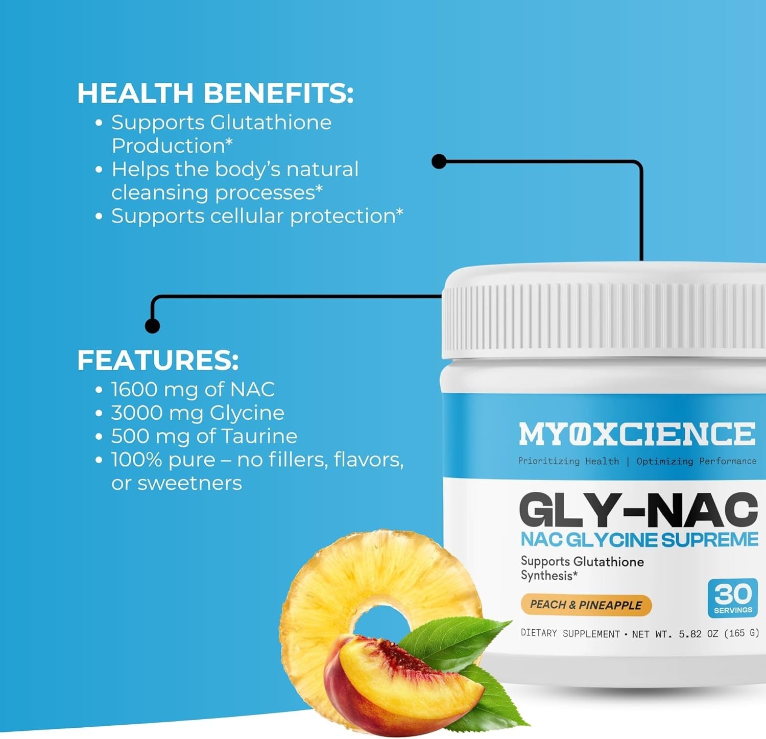 MYOXCIENCE NAC Glycine Supreme | N-Acetyl-L-Cysteine, Glycine, and Taurine Combi