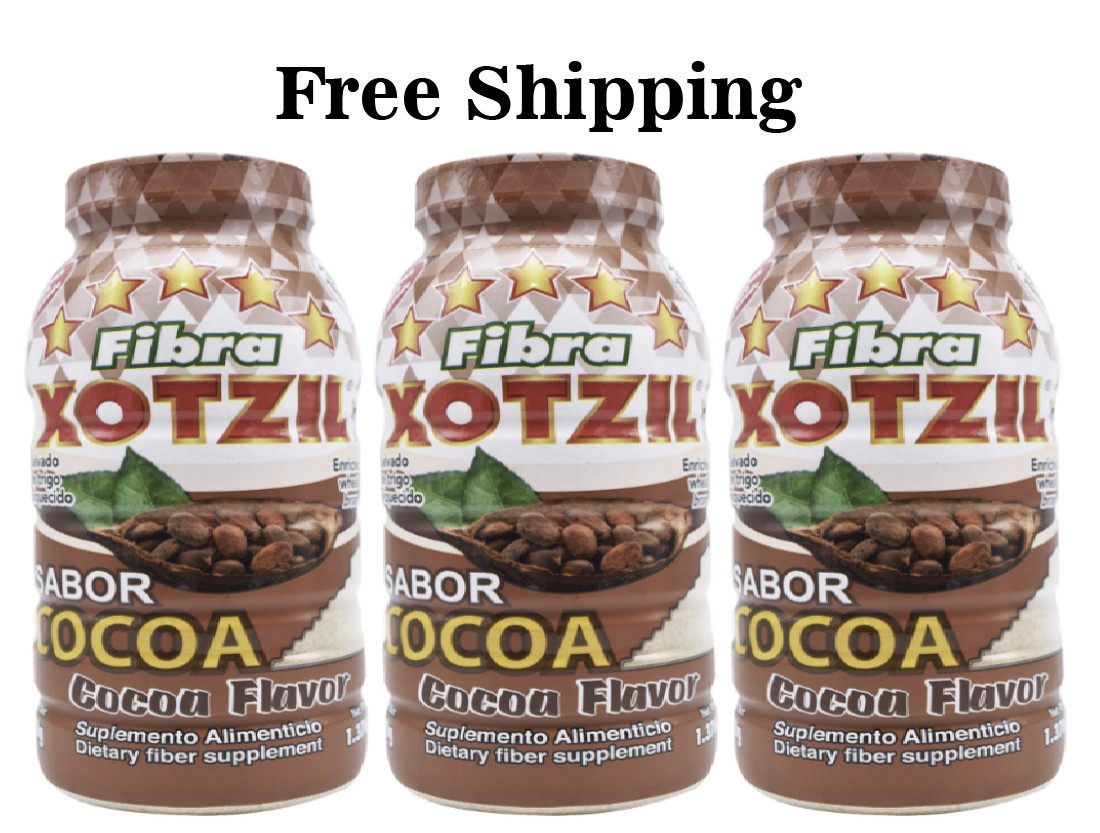 3 -Fiber Xotzil Cocoa Flavor 1.376 Lib / Fibra Sabor Cocoa 620g Prod. Mexicano.