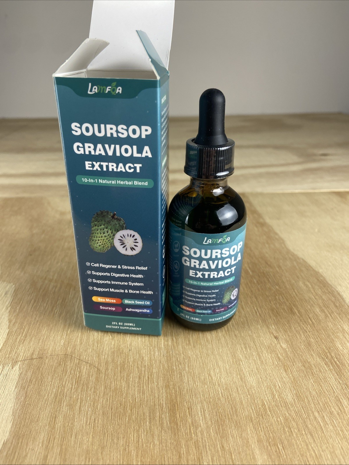 Lamfoa Soursop Graviola Extract Liquid Supplement 60ml Sea Moss Black Seed Oil