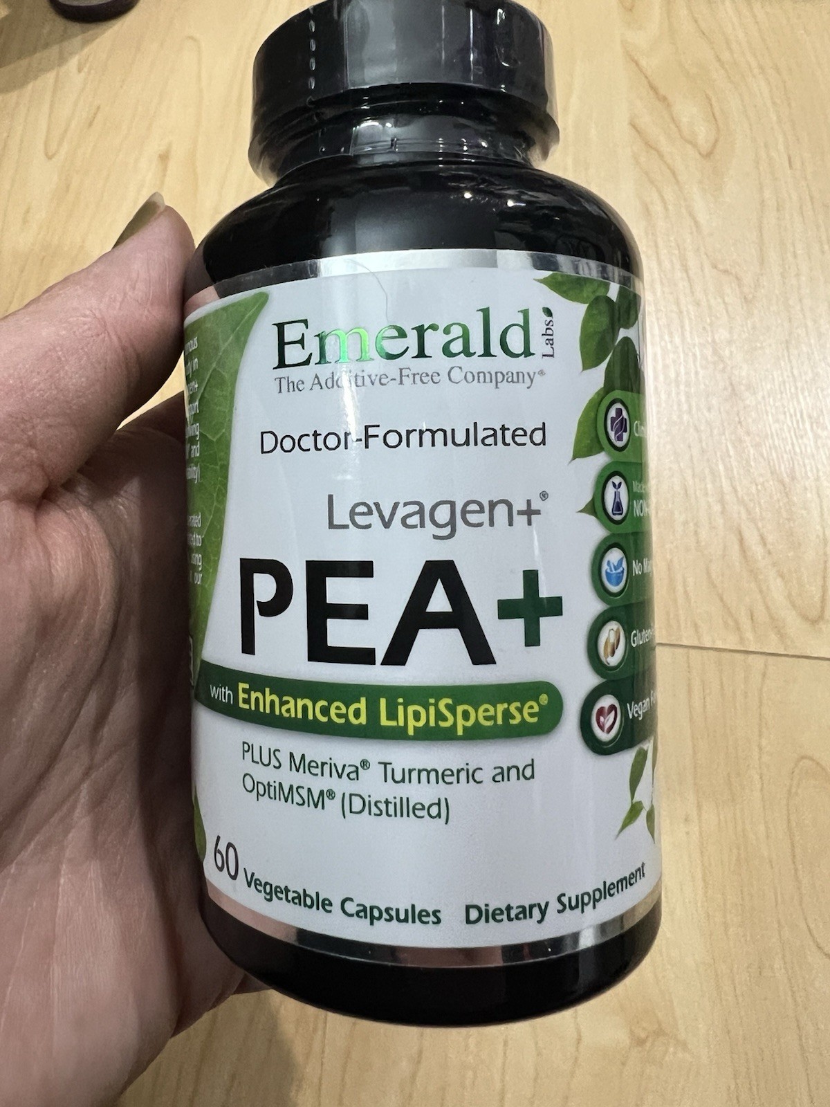 Emerald Labs Levagen+ PEA Meriva MSM 60 Capsules Joint Support Vegan Gluten-Free