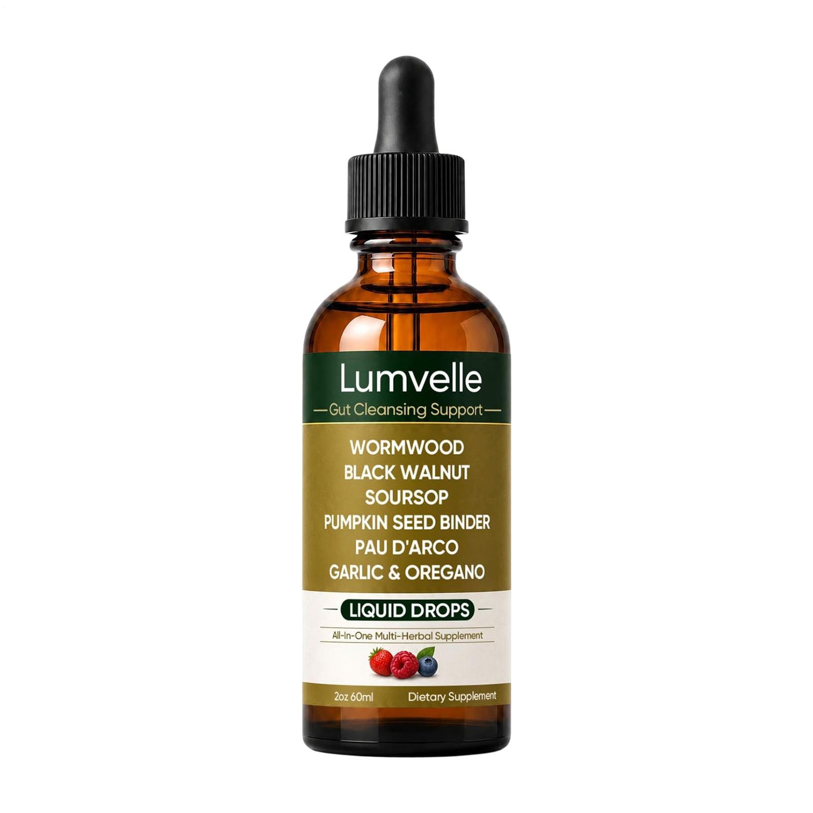 Lumvelle Wild Harvested Wormwood Herbal Drops, Lumvelle Gut Cleanse Support 2 Oz