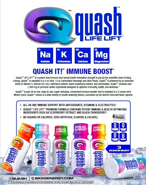 BANG | QUASH – Lift Lif & Immune Support, 3oz Shot | Mango Bango (12 Pack)