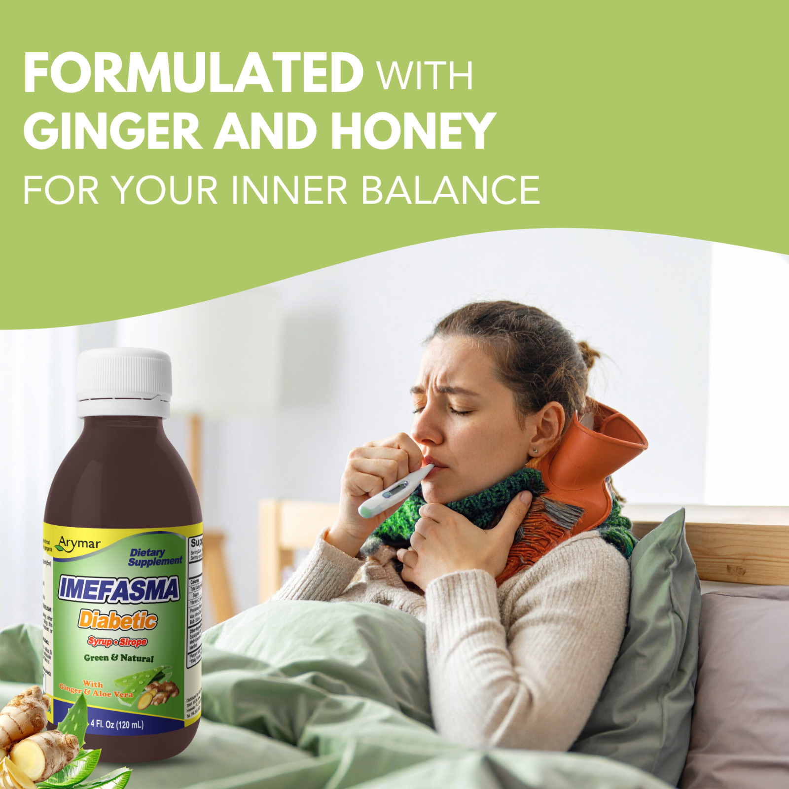 Arymar Imefasma Syrup with Honey & Ginger – Natural Formula – 4 fl oz (2-Pack)