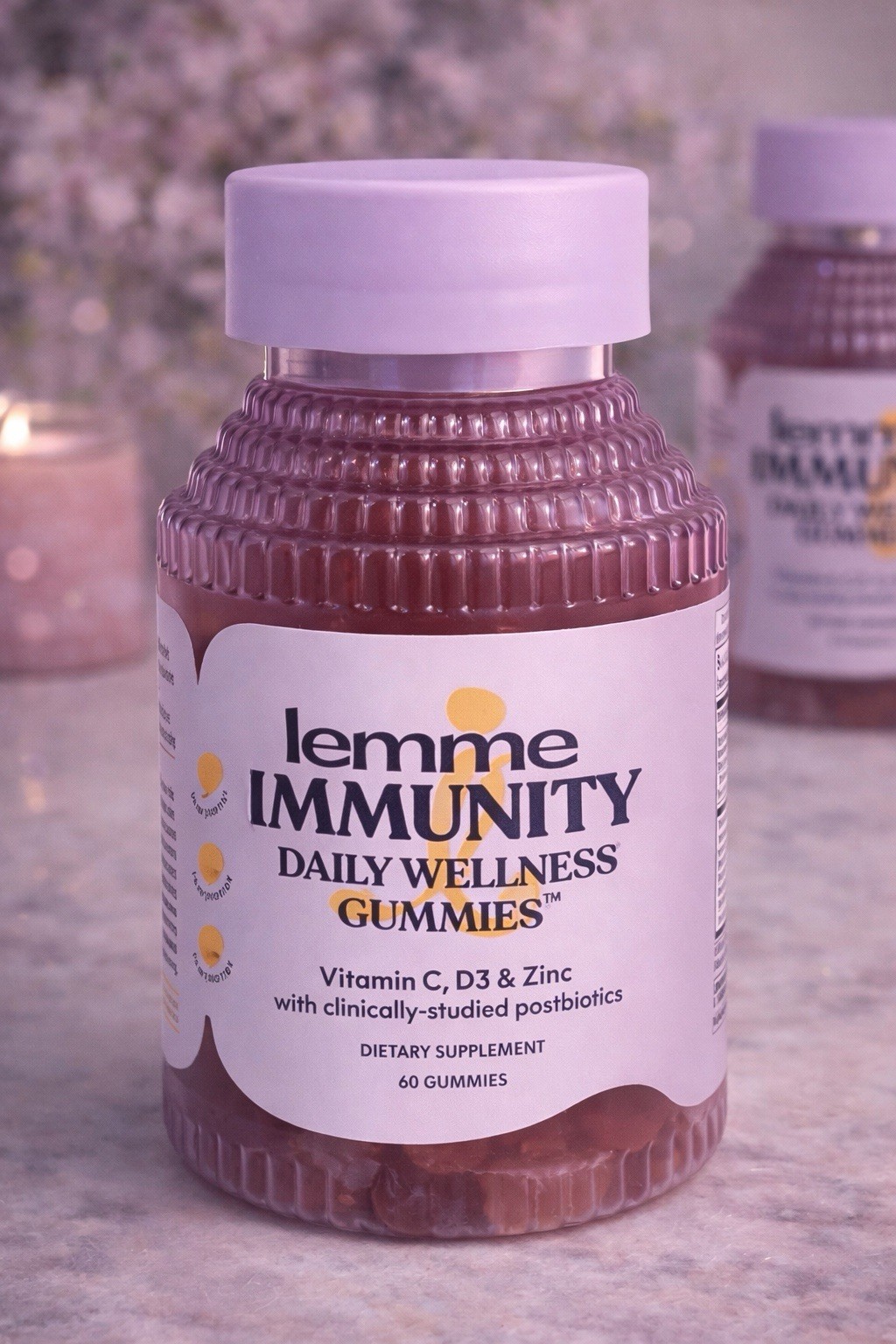 lemme Immunity Daily Wellness Gummies Vitamin C, D3, Zinc | 60 Gummies