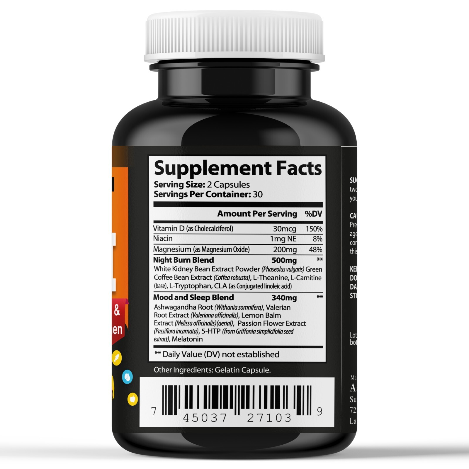 Night Time Fat Burner for Weight Loss Support Appetite Suppressant, Carb Blocker