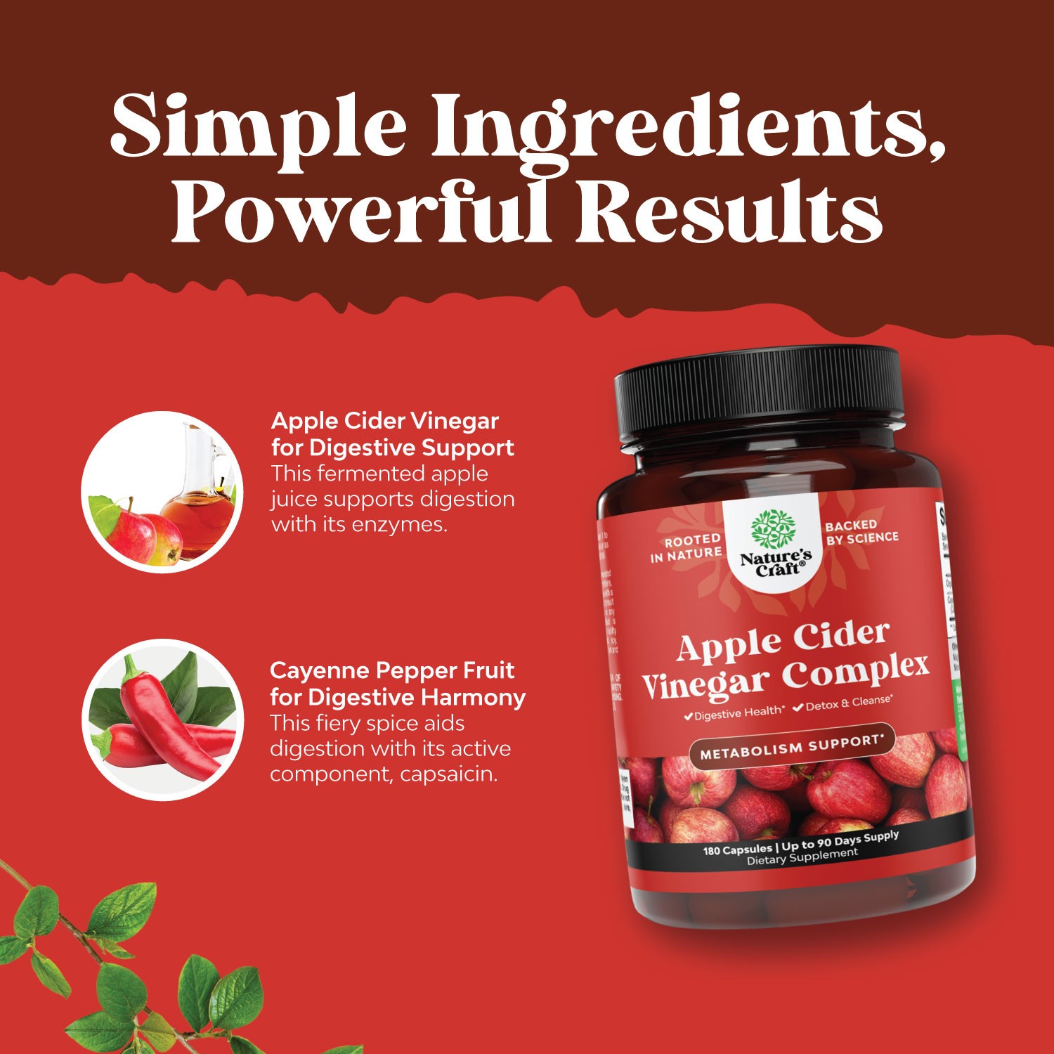 Cleansing Apple Cider Vinegar Capsules – Detox Pills for Gut and Digestion 180ct