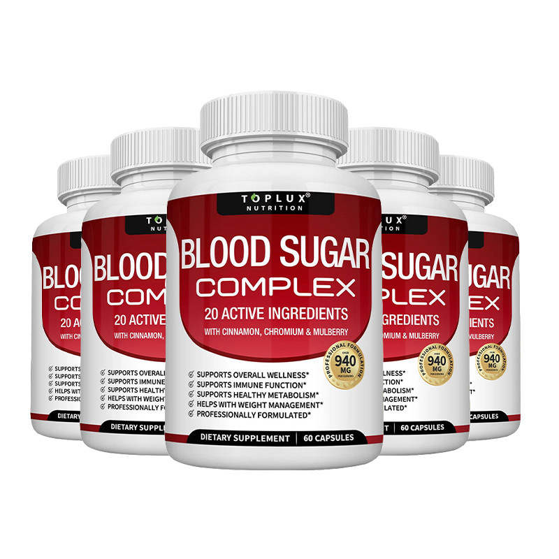 1-5 Bottle Blood Sugar Complex w/ Cinnamon Chromium Mulberry 60 Softgels Daily