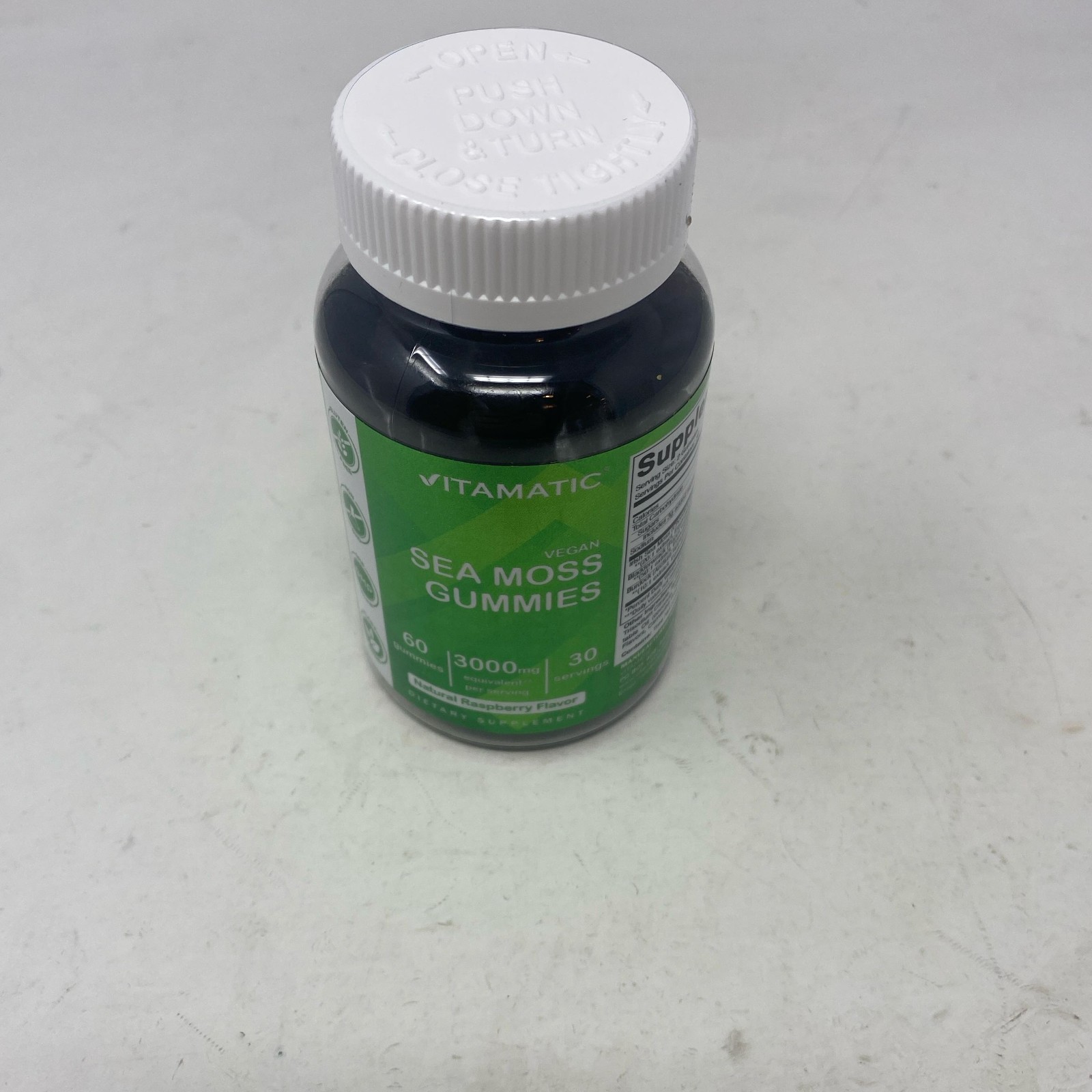 Vitamatic Sea Moss Gummies 3000mg 60ct Natural Raspberry Vegan