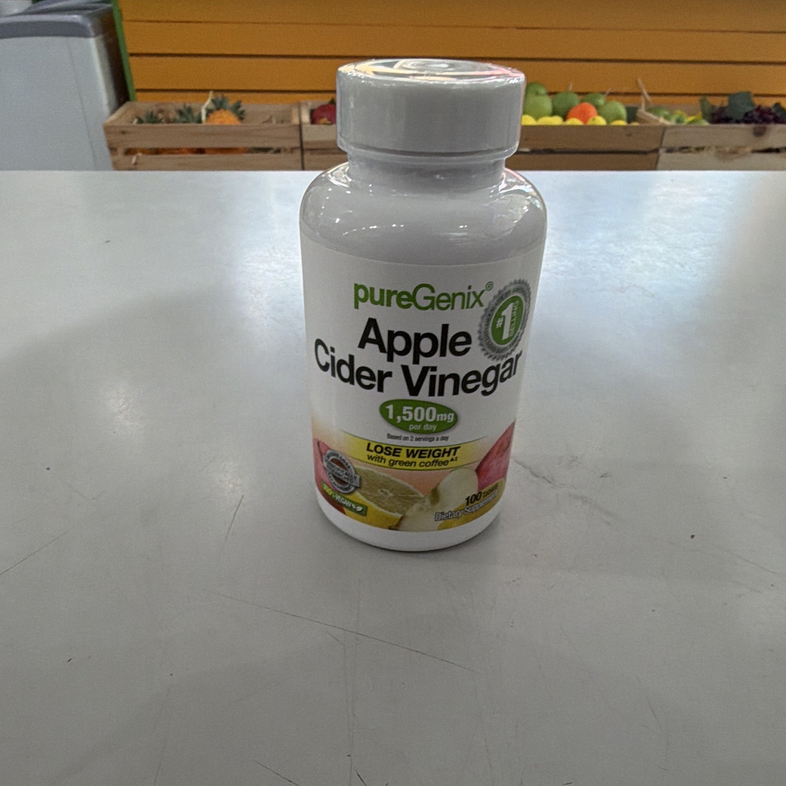 pureGenix Apple Cider Vinegar 1500mg Tablets Green Coffee Vegan 100 Count